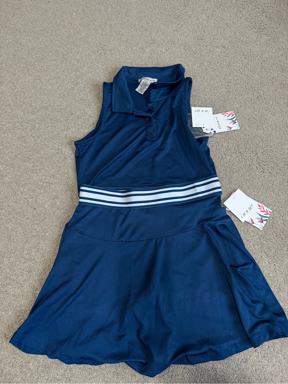 NWT Olivia Kay Girls Blue Athletic Polo Skort 2-Piece Set